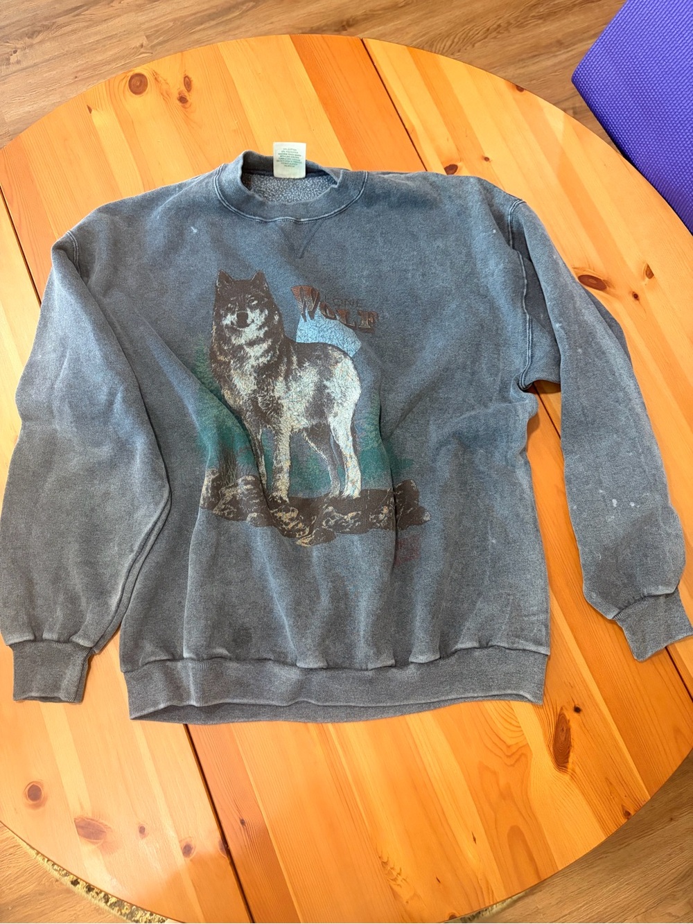 Vintage 80s Wolf Graphic Crewneck Sweatshirt - Gray
